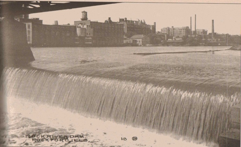 The Rockford dam with the Water Power District shown